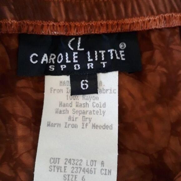 Vtg 90's Carole Little Skirt Rustic Country Wrap Burnt Tie-dye Rust Brown Sz 6 - Picture 2 of 7
